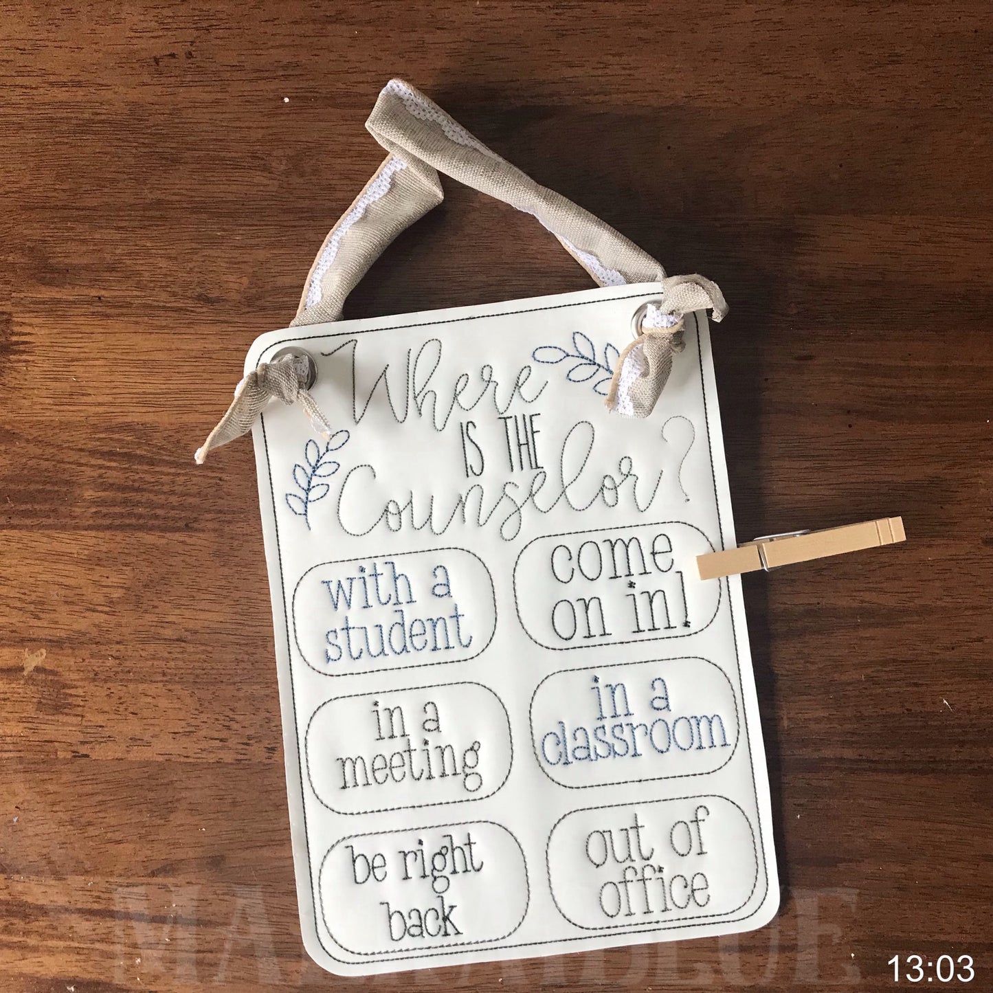 Counselor Door Hanger - 3 sizes - Digital Embroidery Design