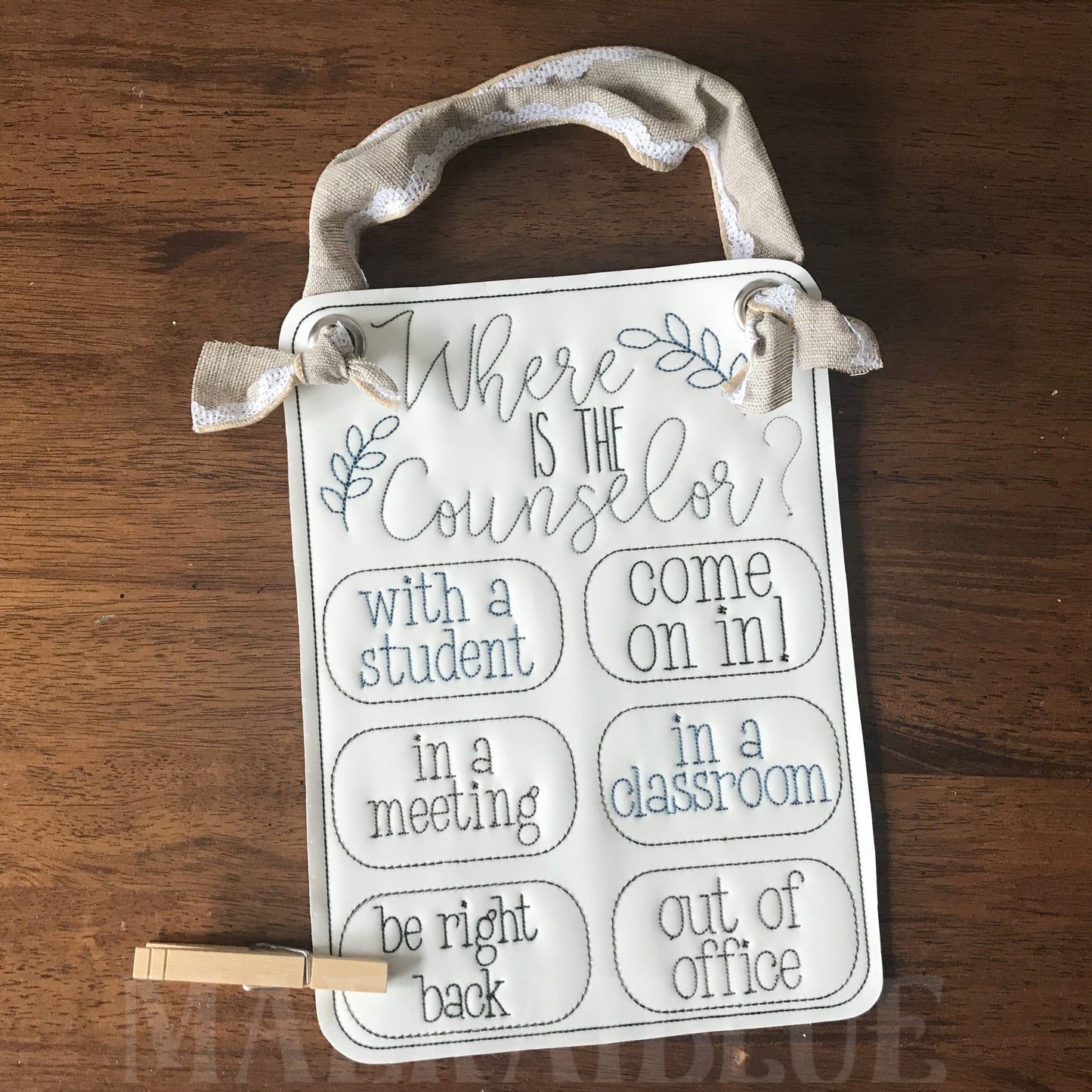 Counselor Door Hanger - 3 sizes - Digital Embroidery Design