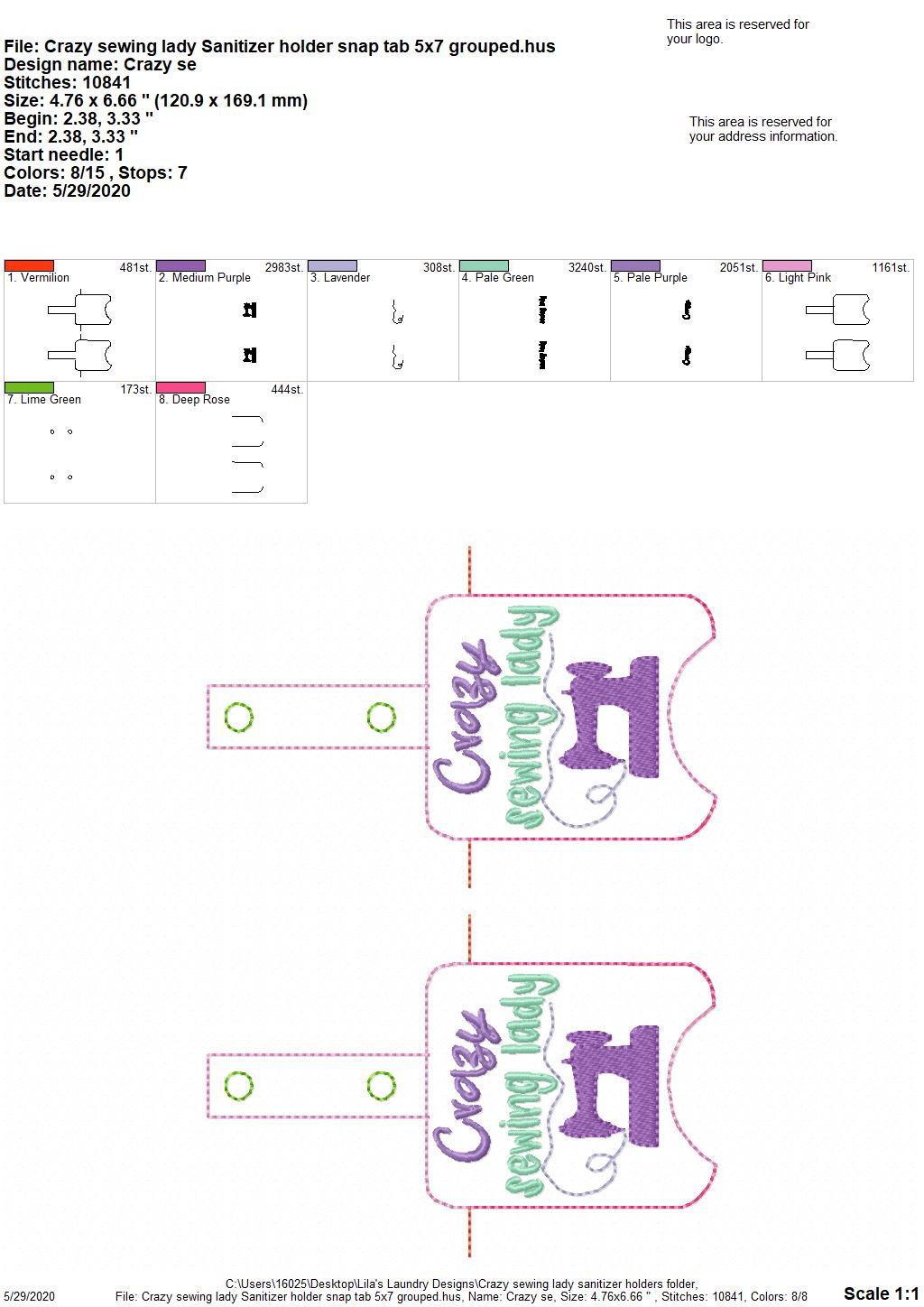 Crazy Sewing Lady Sanitizer Holders - DIGITAL Embroidery DESIGN