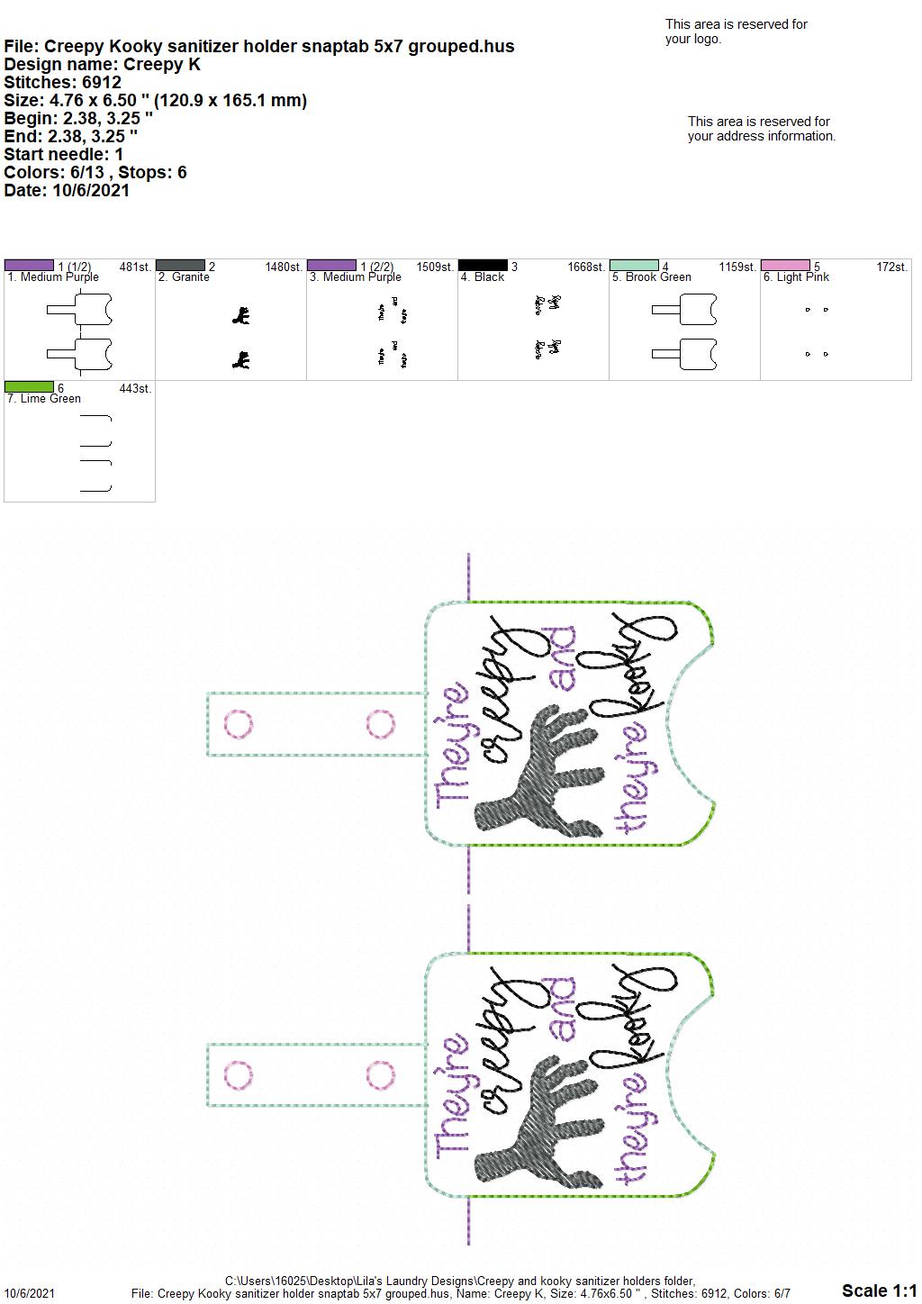 Creepy Kooky Sanitizer Holders - DIGITAL Embroidery DESIGN