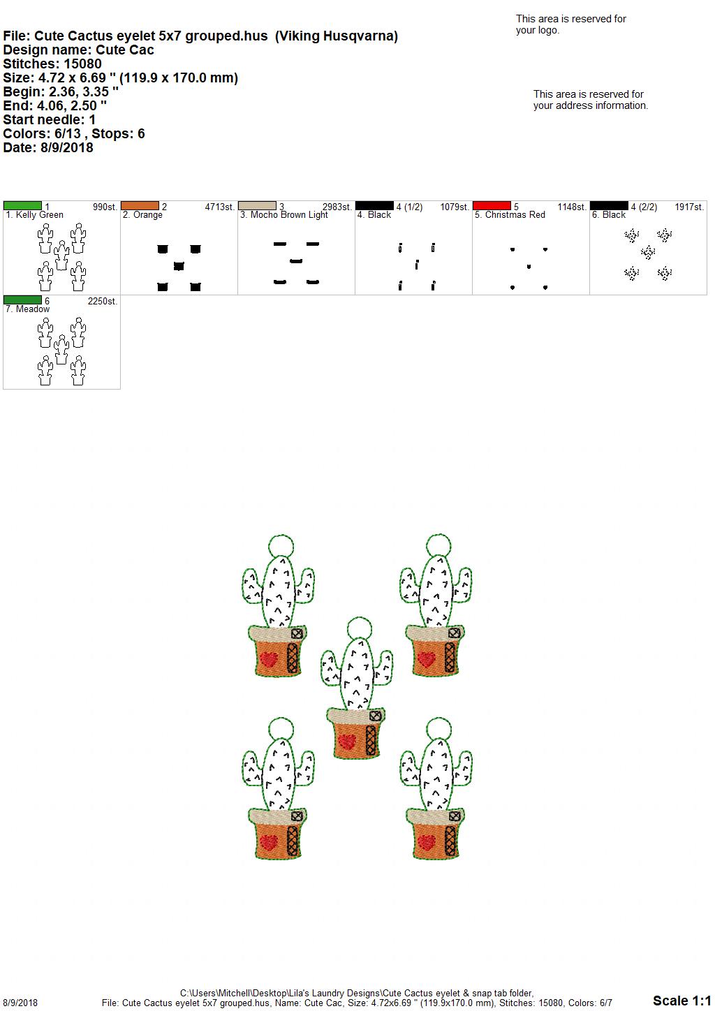 Cactus Fobs - Digital Embroidery Design