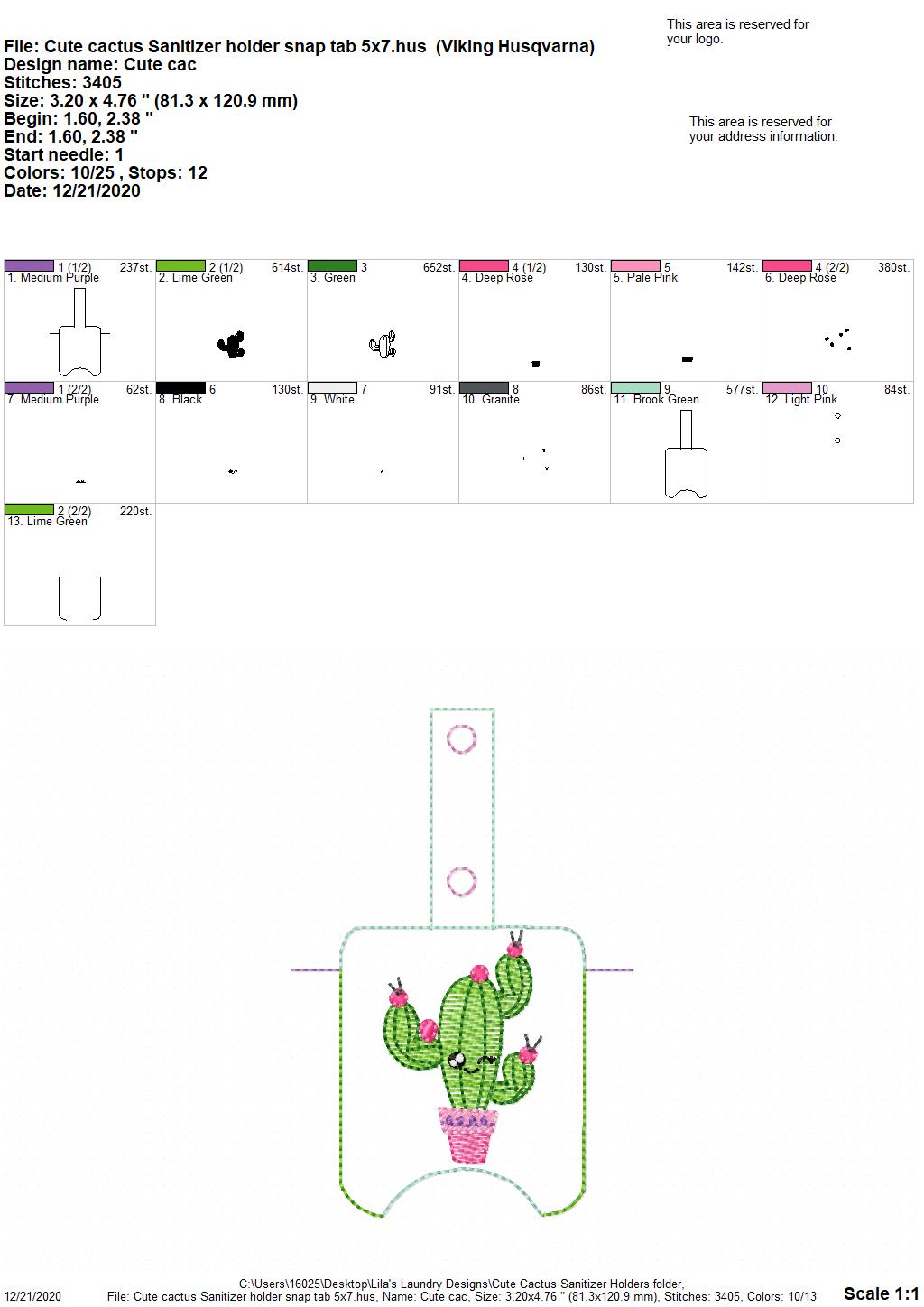 Cute Cactus Sanitizer Holders - DIGITAL Embroidery DESIGN