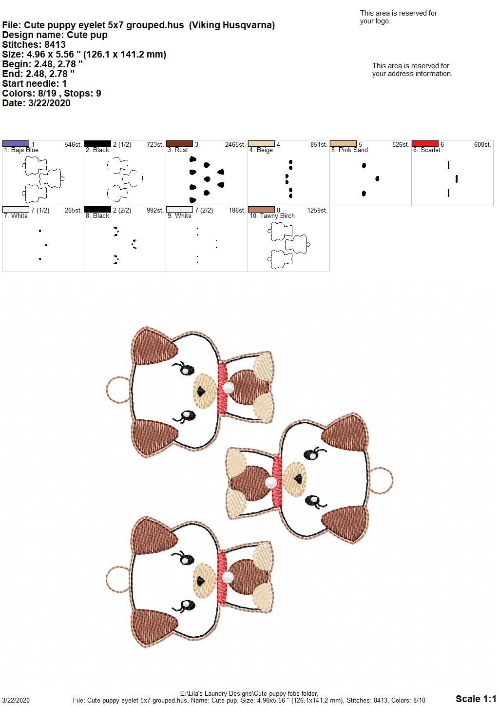 Cute Puppy Fobs -  DIGITAL Embroidery DESIGN