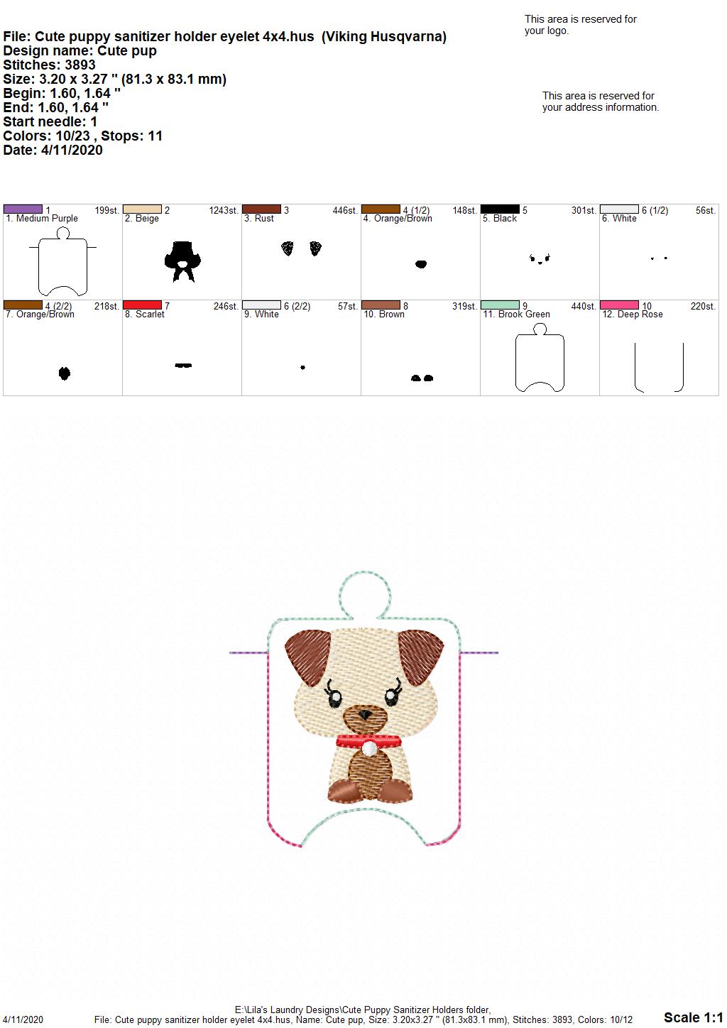 Cute Puppy Sanitizer Holders - DIGITAL Embroidery DESIGN