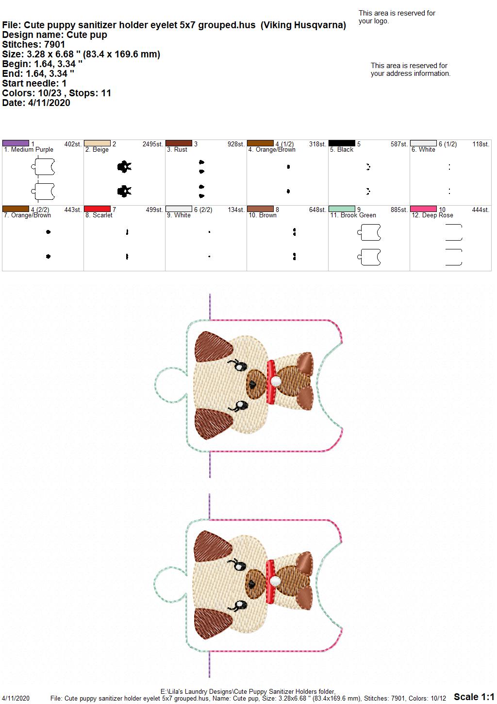 Cute Puppy Sanitizer Holders - DIGITAL Embroidery DESIGN