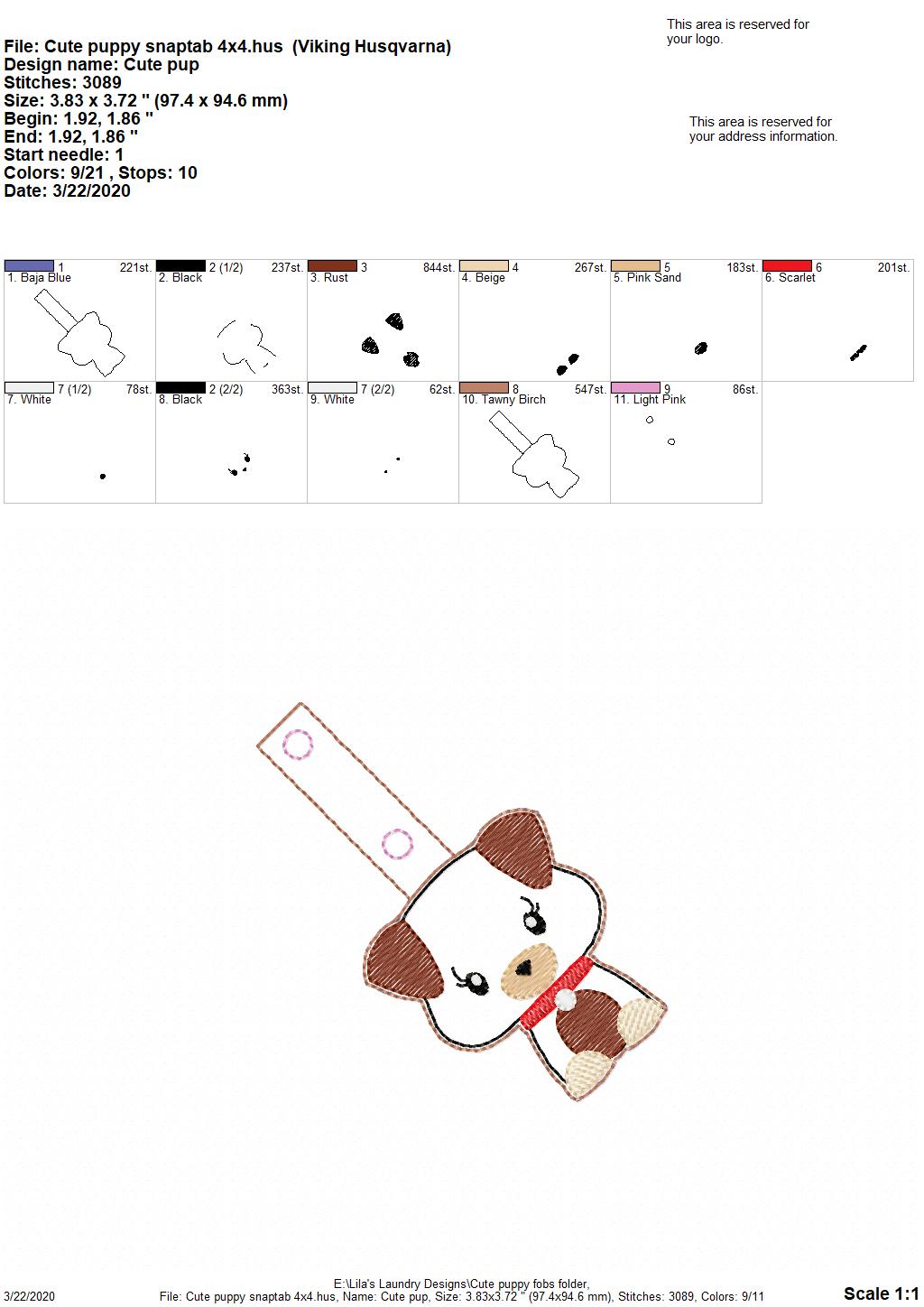 Cute Puppy Fobs -  DIGITAL Embroidery DESIGN