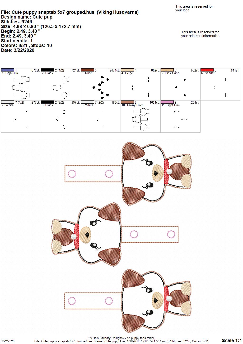 Cute Puppy Fobs -  DIGITAL Embroidery DESIGN