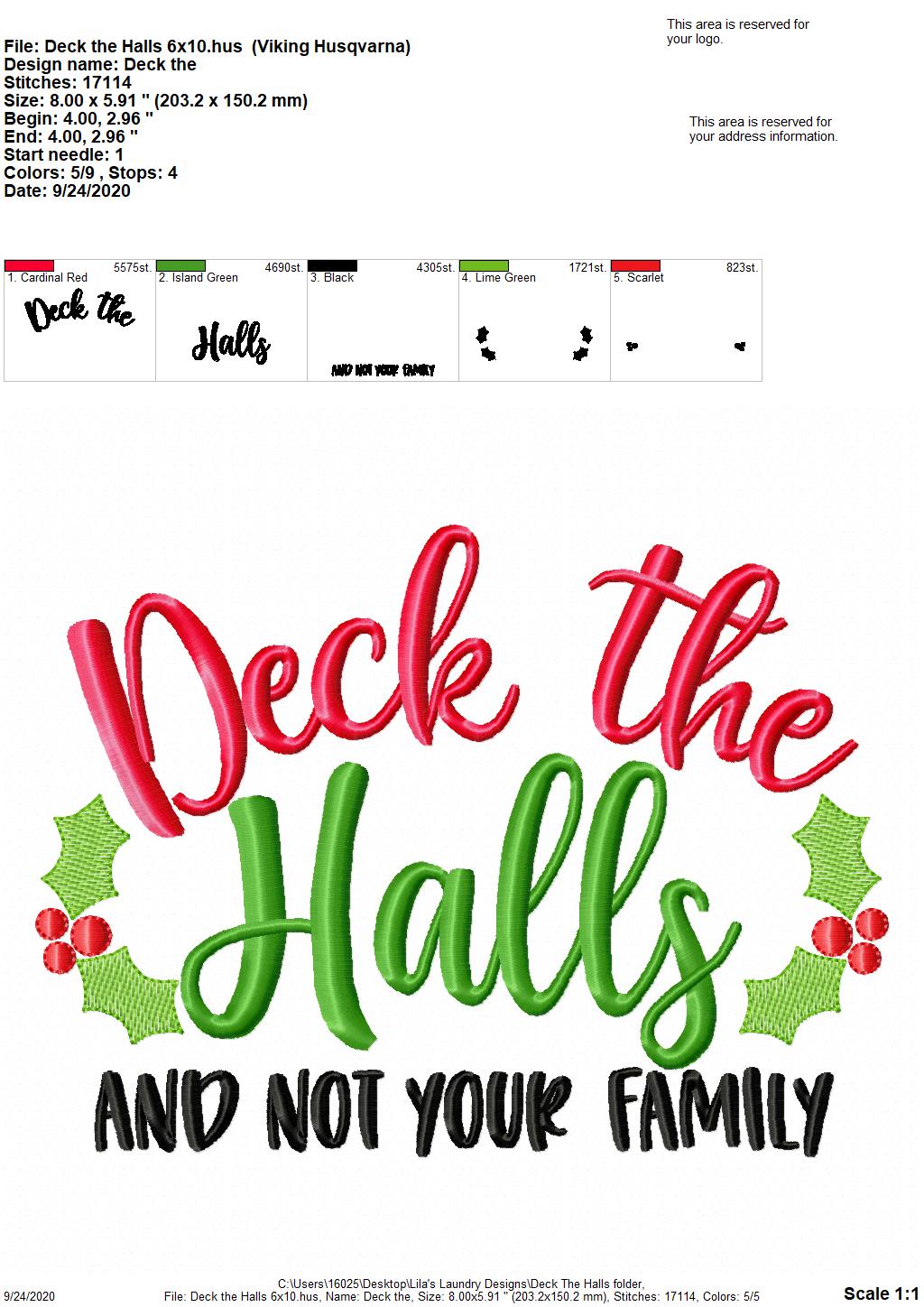 Deck The Halls - 2 Sizes - Digital Embroidery Design