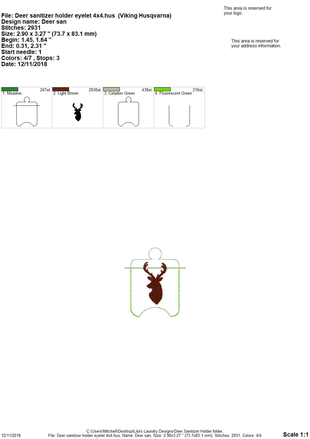 Deer Sanitizer Holder - Embroidery Design - DIGITAL Embroidery DESIGN