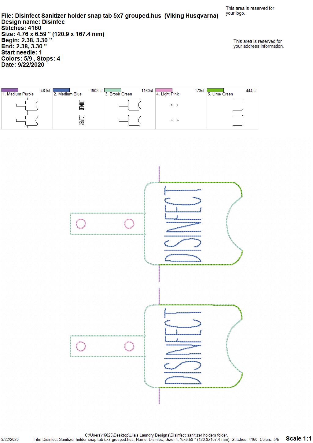 Disinfect Sanitizer Holders - DIGITAL Embroidery DESIGN