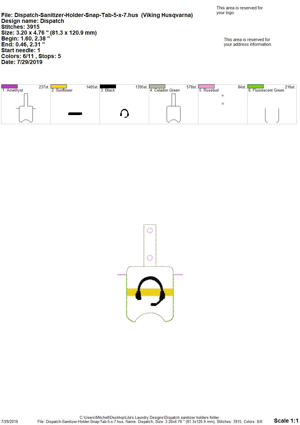 Dispatch Sanitizer Holder - DIGITAL Embroidery DESIGN