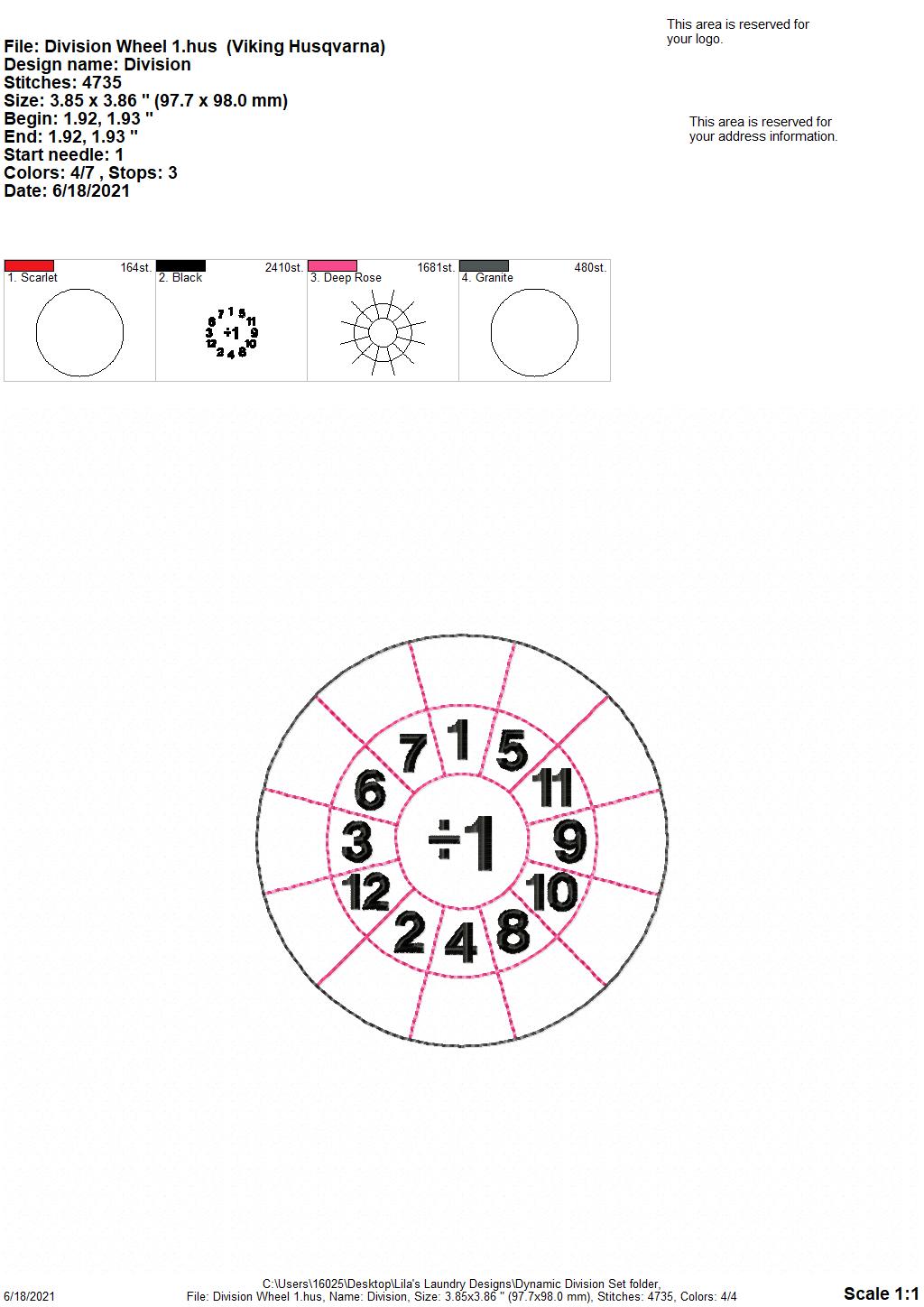 Dynamic Division Set with zipper bag - Digital Embroidery Design