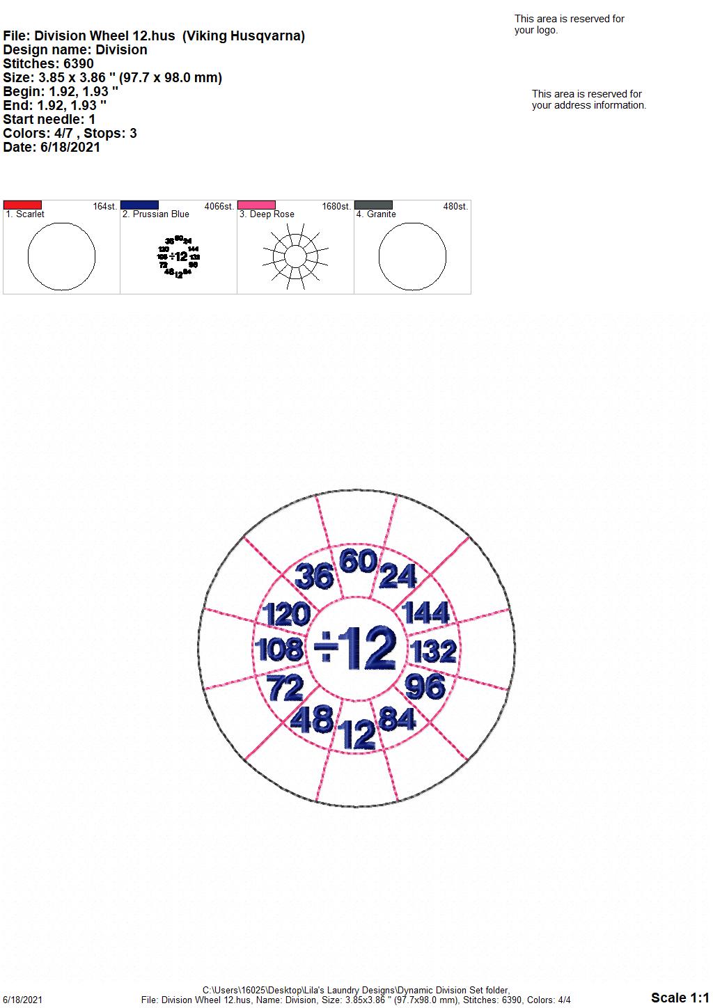 Dynamic Division Set with zipper bag - Digital Embroidery Design