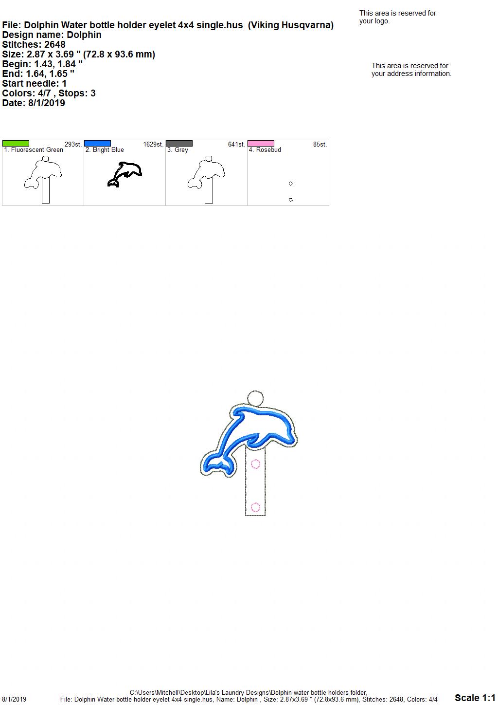 Dolphin Water Bottle Holders - DIGITAL Embroidery DESIGN