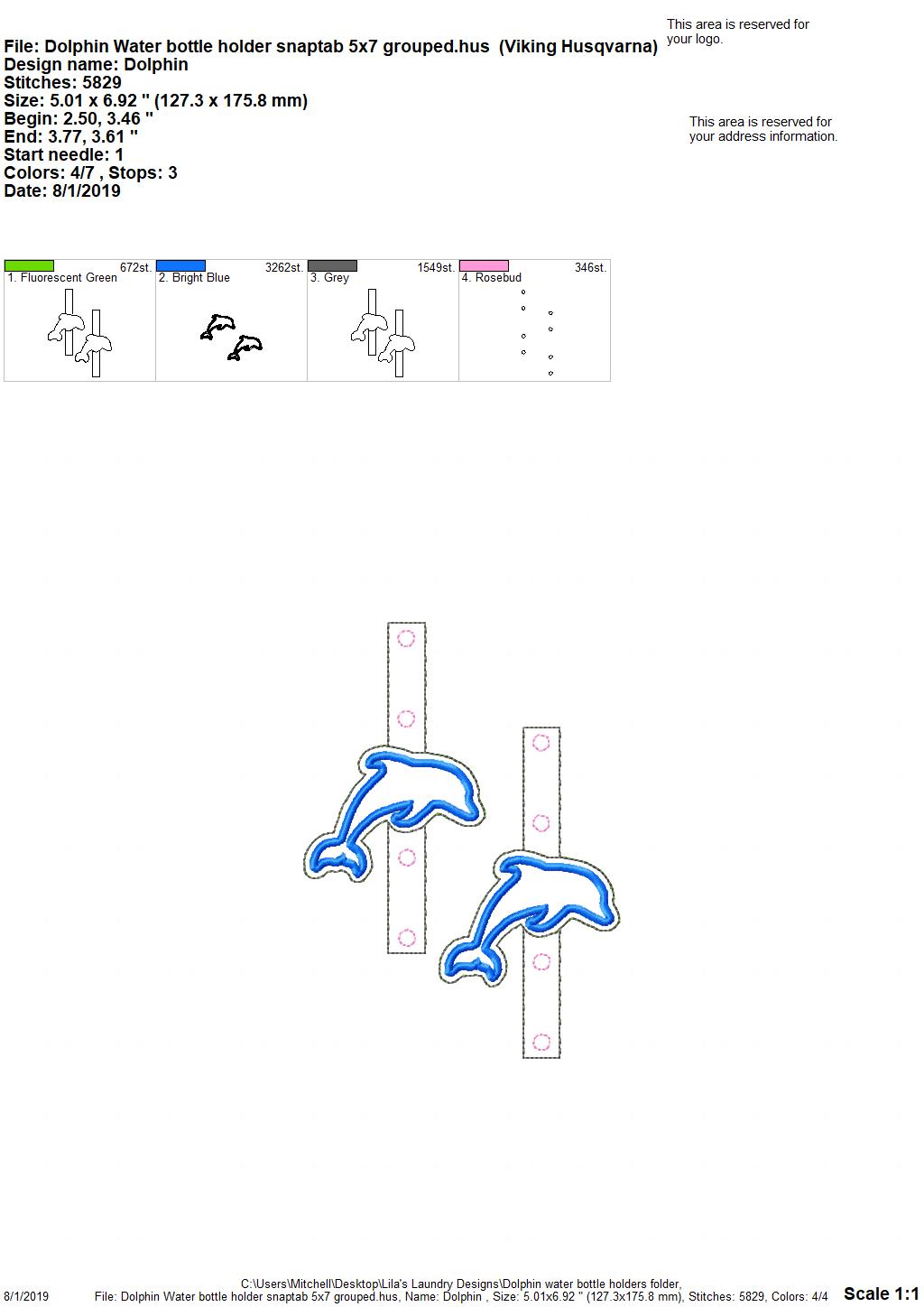 Dolphin Water Bottle Holders - DIGITAL Embroidery DESIGN