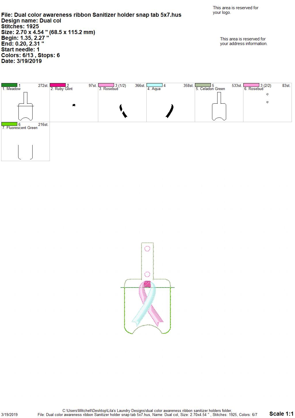 Dual Color Awareness Ribbon Sanitizer Holders - Embroidery Design - DIGITAL Embroidery DESIGN