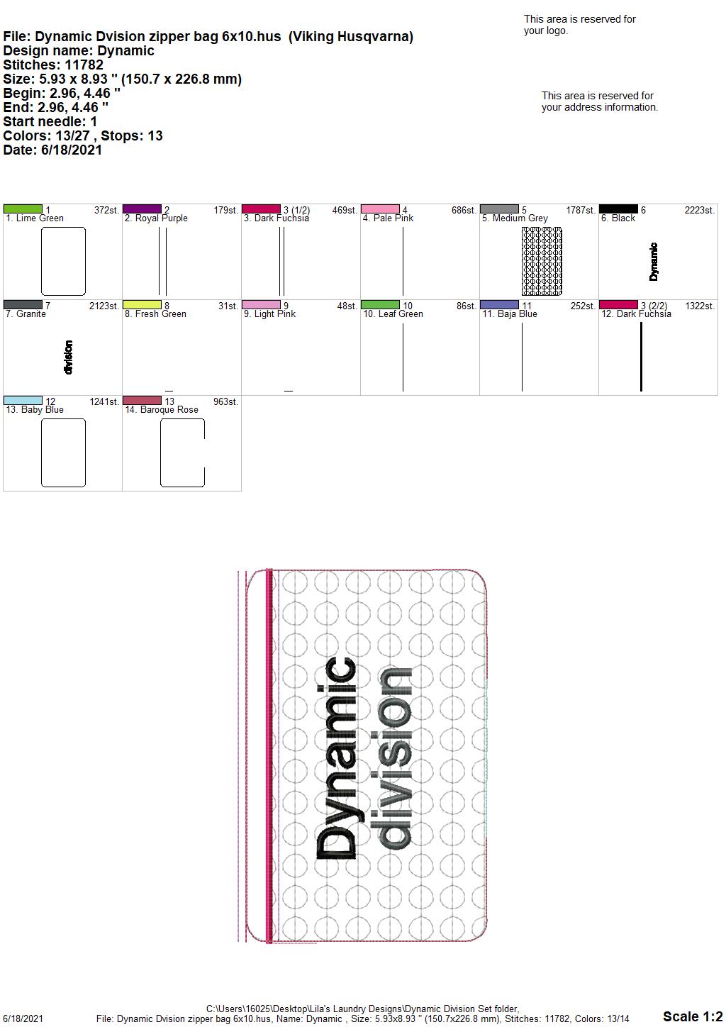 Dynamic Division Set with zipper bag - Digital Embroidery Design