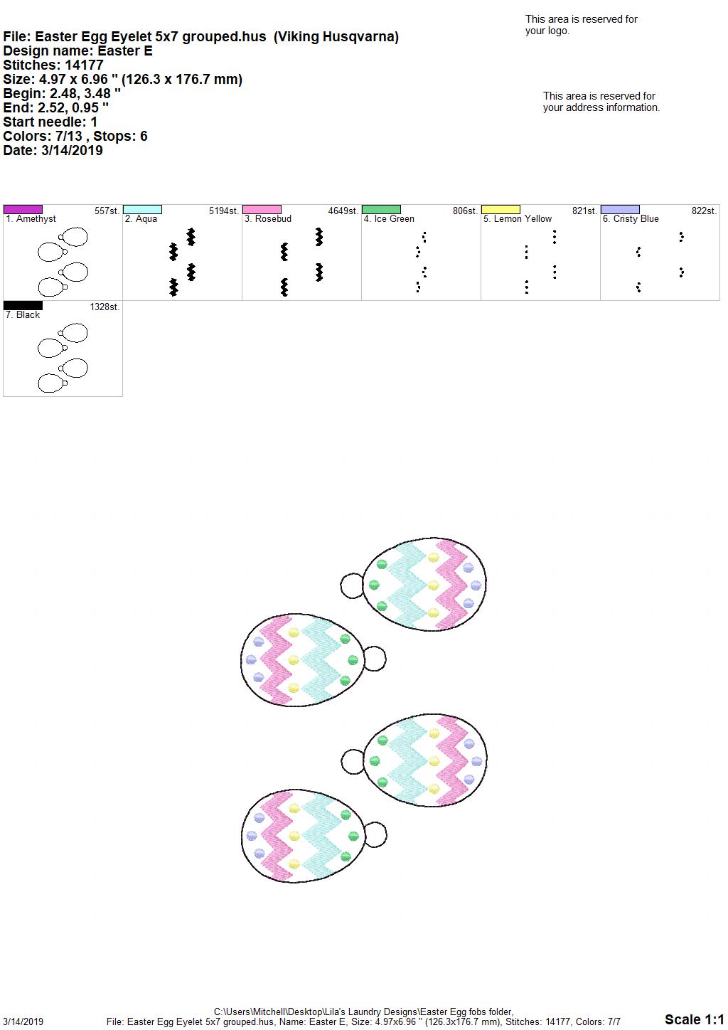 Easter Egg Fobs - Embroidery Design - DIGITAL Embroidery DESIGN
