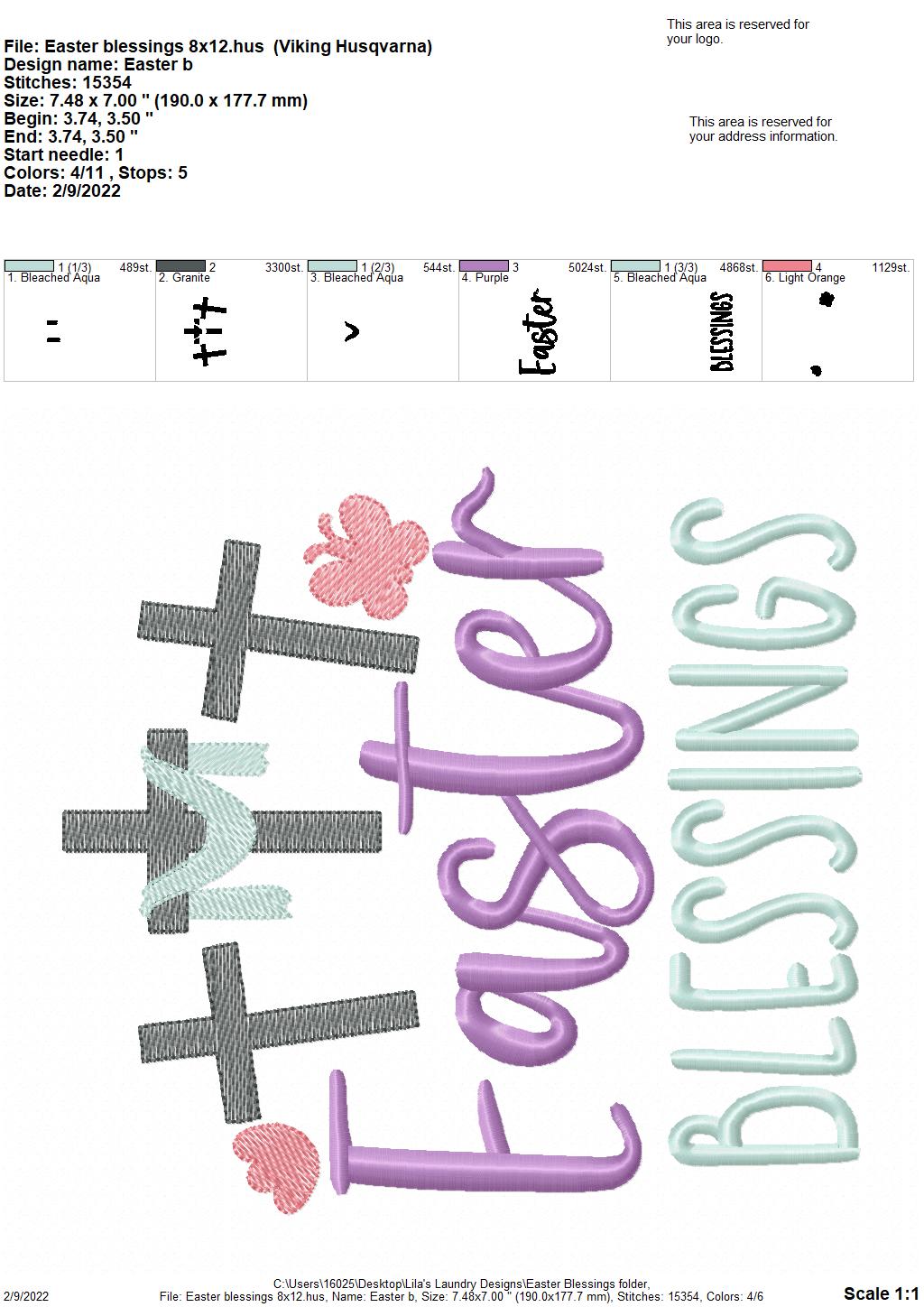 Easter Blessings - 3 sizes- Digital Embroidery Design