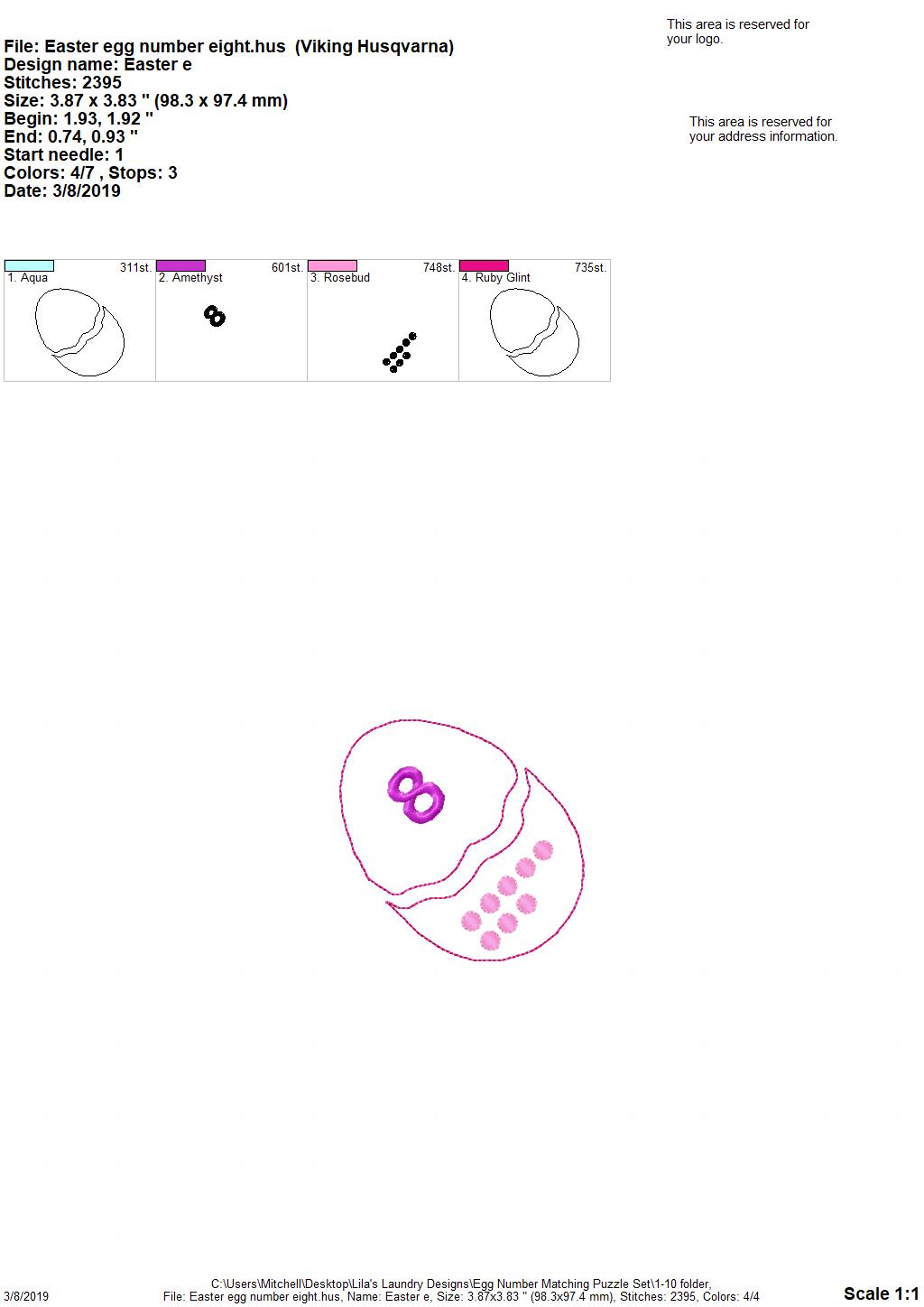 Egg Number Matching Puzzle Set - Digital Embroidery Design