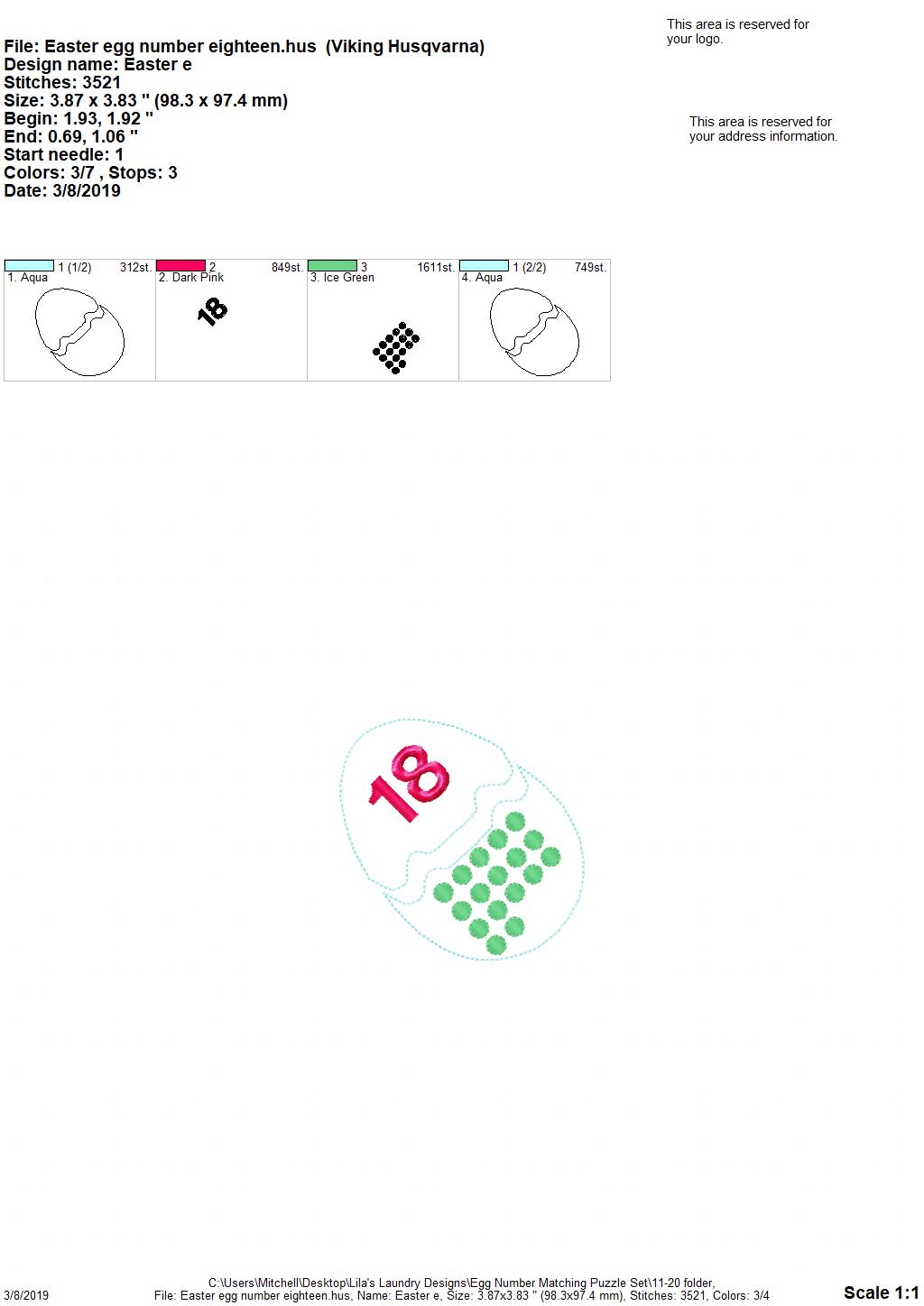 Egg Number Matching Puzzle Set - Digital Embroidery Design