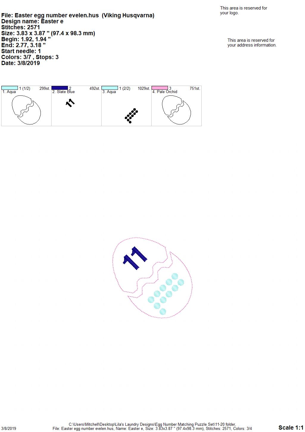 Egg Number Matching Puzzle Set - Digital Embroidery Design