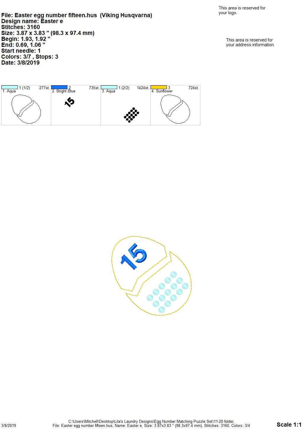 Egg Number Matching Puzzle Set - Digital Embroidery Design