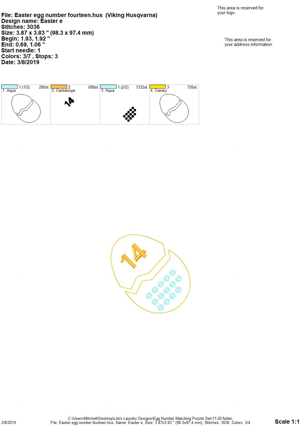 Egg Number Matching Puzzle Set - Digital Embroidery Design