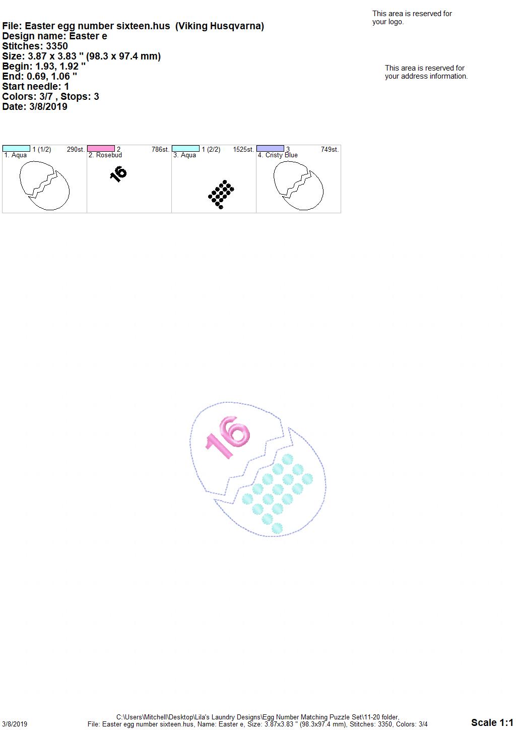 Egg Number Matching Puzzle Set - Digital Embroidery Design