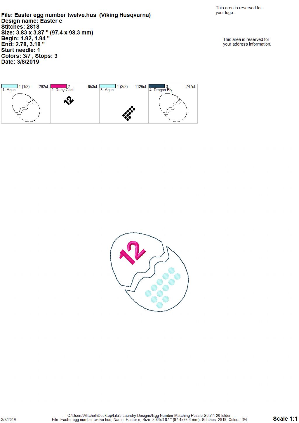 Egg Number Matching Puzzle Set - Digital Embroidery Design