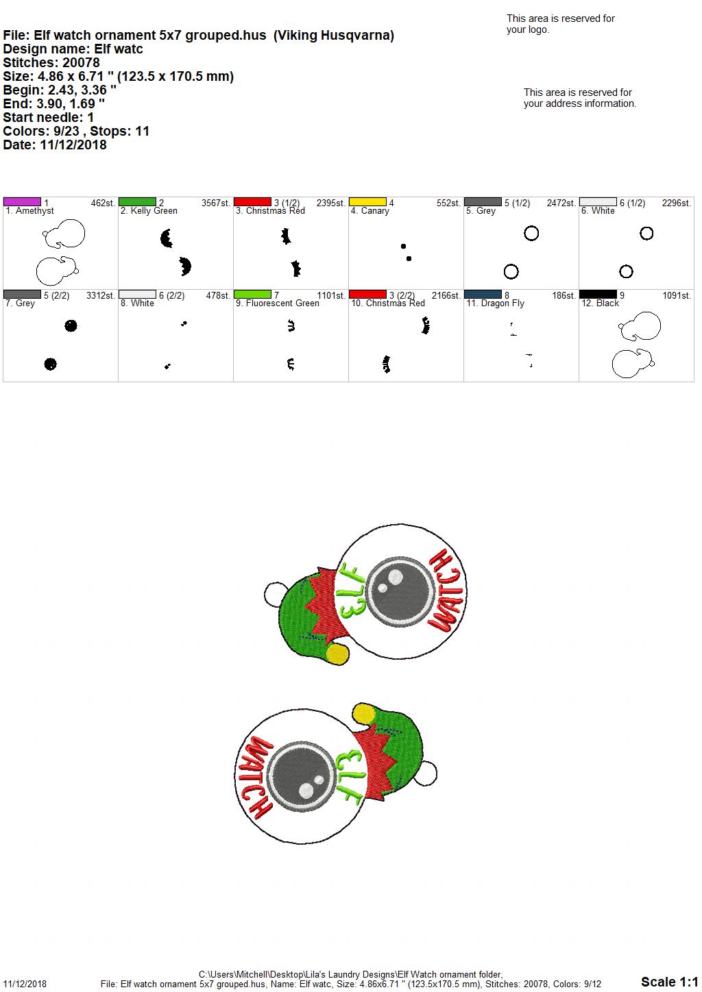 Elf Watch Ornament Set 4x4 and 5x7 Grouped
