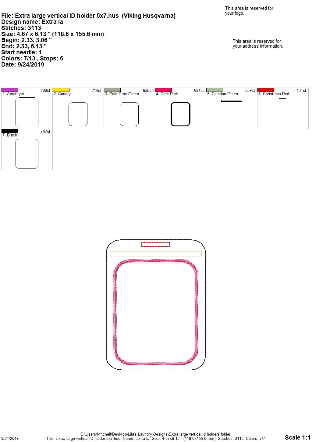 Extra Large Event Sized Vertical ID Holder 5x7 ONLY