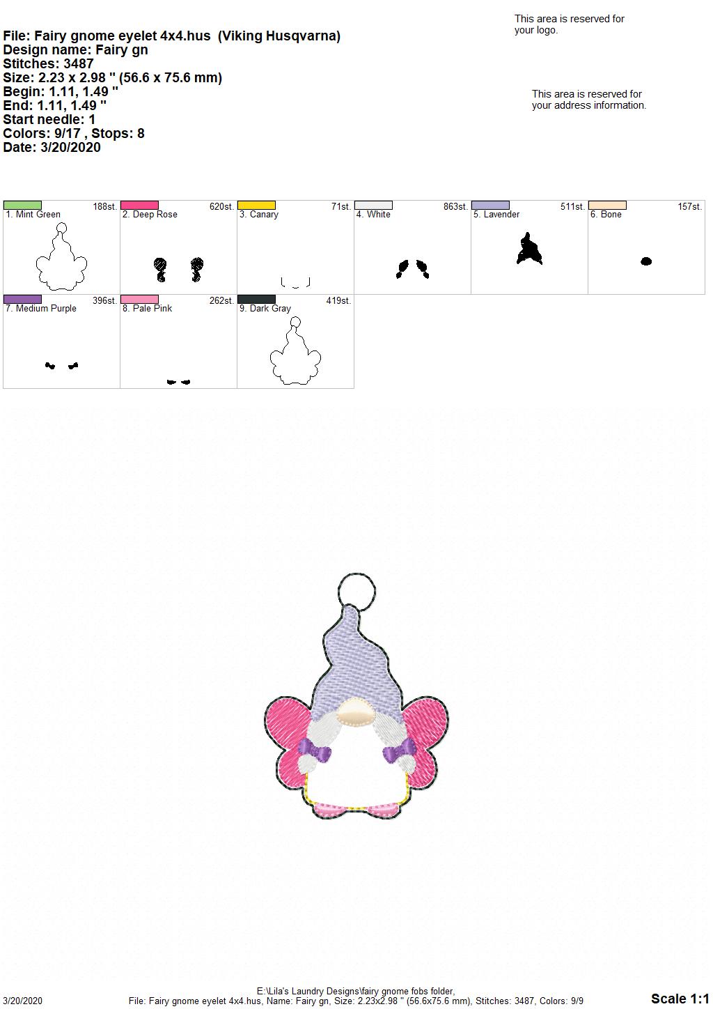Fairy Gnome Fobs -  DIGITAL Embroidery DESIGN