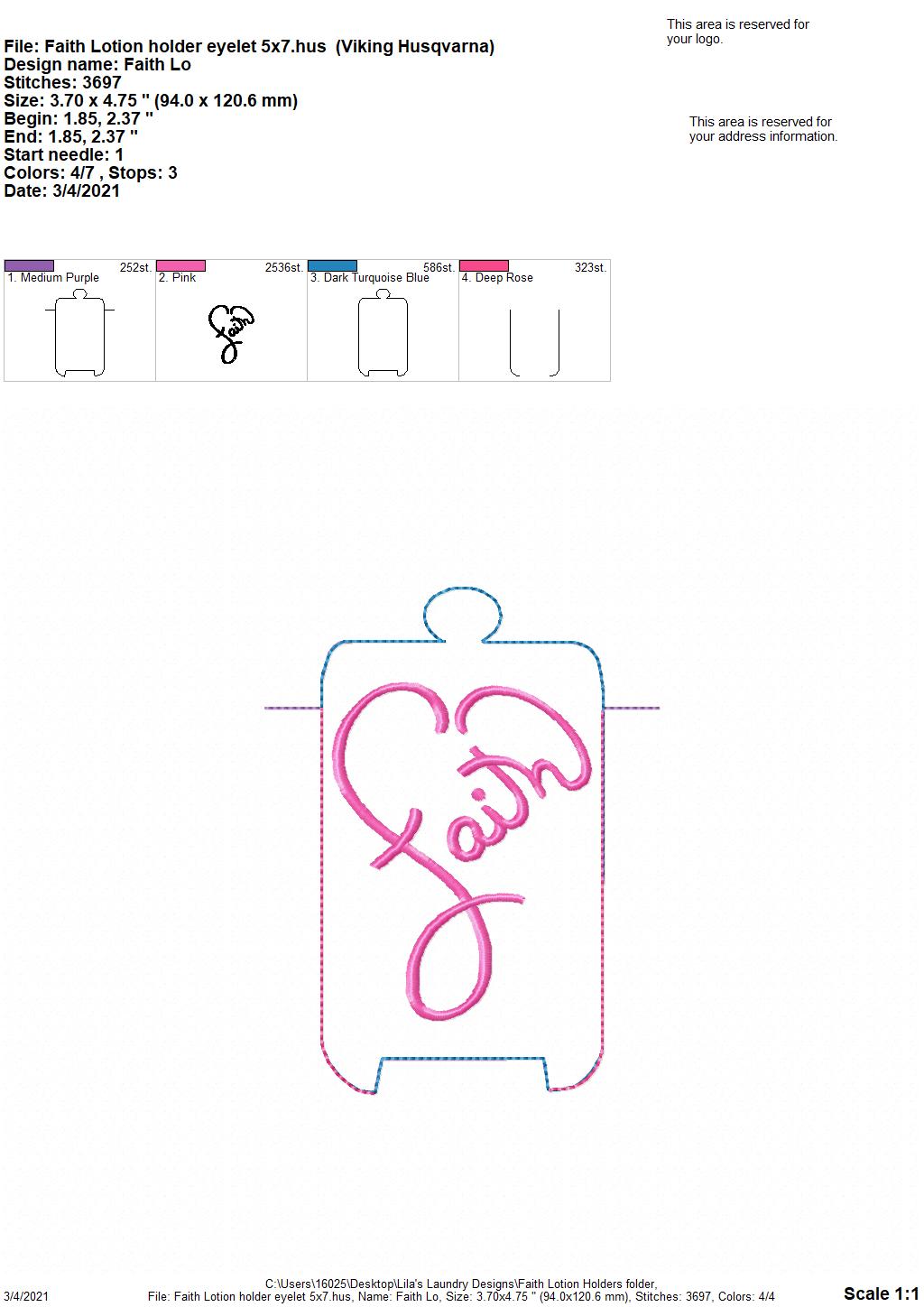 Faith Lotion Holder 5x7 included- DIGITAL Embroidery DESIGN
