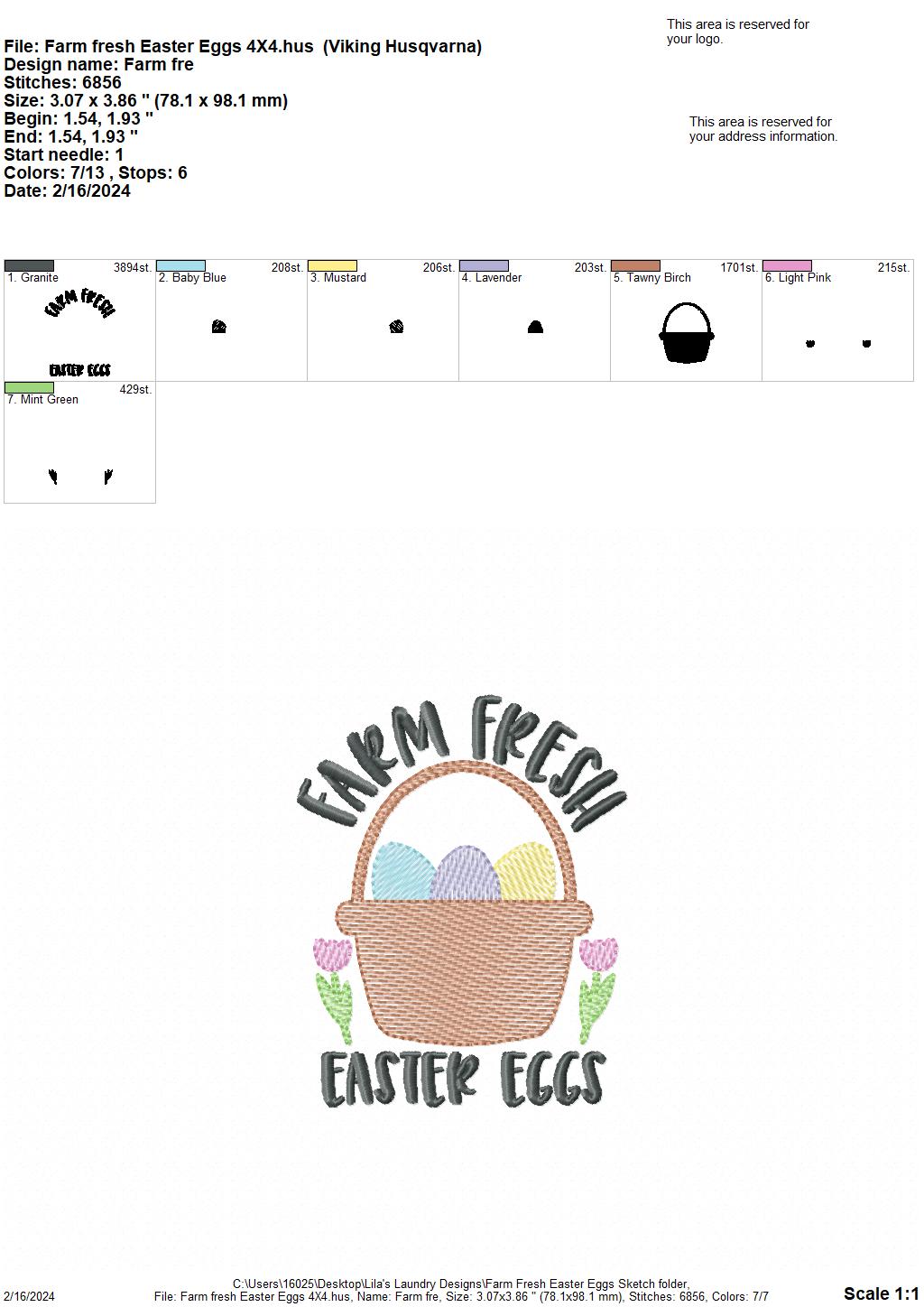 Farm Fresh Easter Eggs - 4 Sizes - Digital Embroidery Design