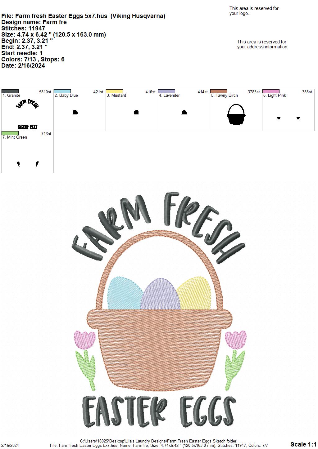 Farm Fresh Easter Eggs - 4 Sizes - Digital Embroidery Design