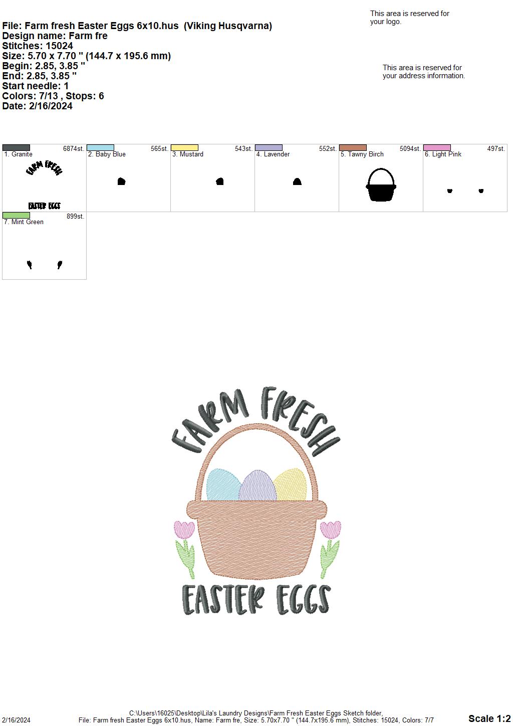 Farm Fresh Easter Eggs - 4 Sizes - Digital Embroidery Design