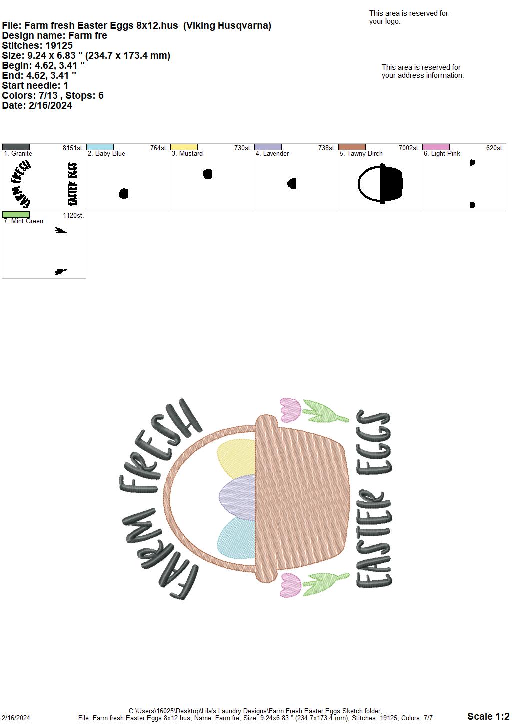 Farm Fresh Easter Eggs - 4 Sizes - Digital Embroidery Design