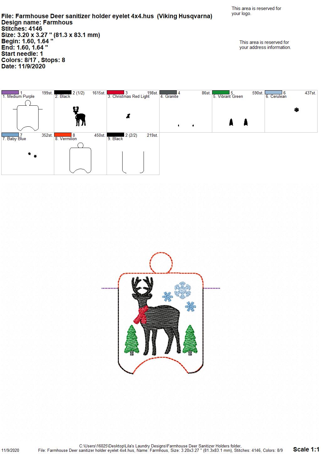Farmhouse Deer Sanitizer Holders - DIGITAL Embroidery DESIGN