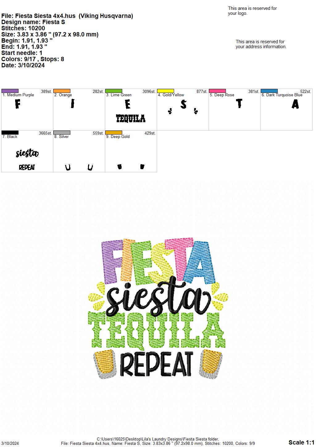 Fiesta Siesta - 4 Sizes - Digital Embroidery Design