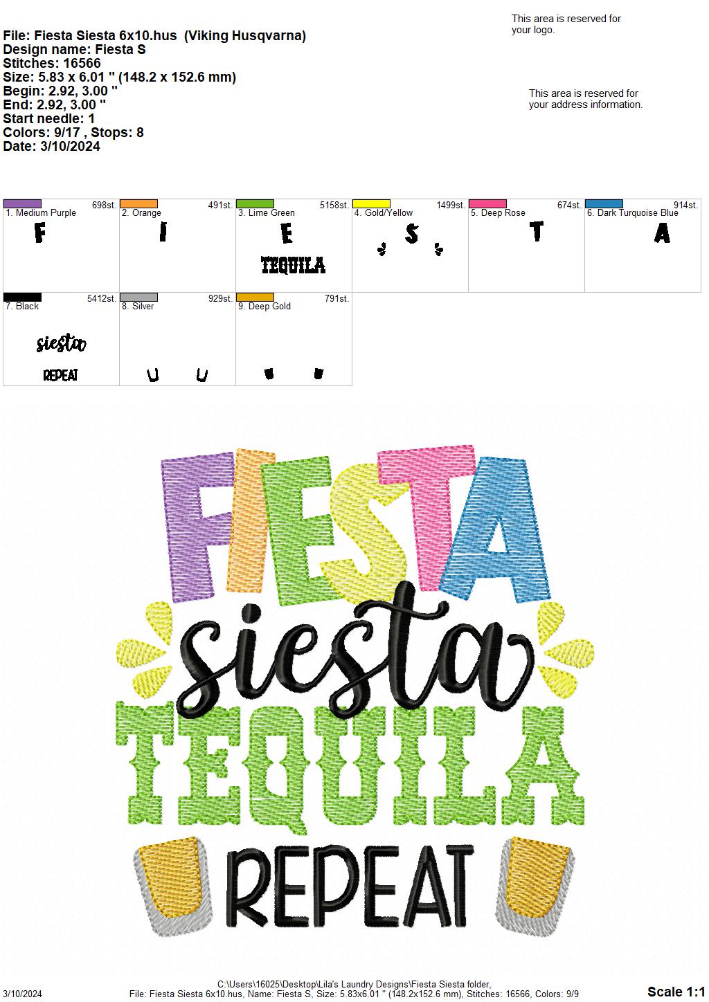 Fiesta Siesta - 4 Sizes - Digital Embroidery Design