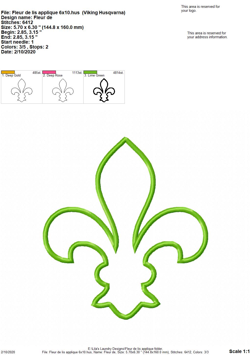 Fleur De Lis Applique - 3 Sizes - Digital Embroidery Design