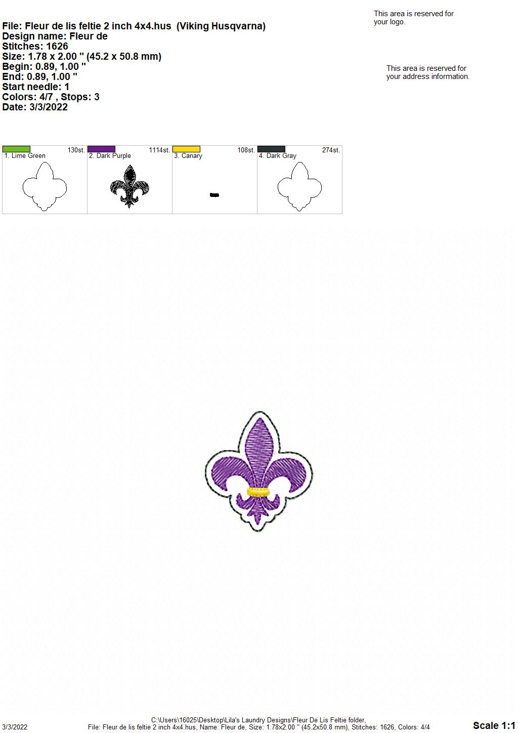 Fleur De Lis Feltie - Digital Embroidery Design