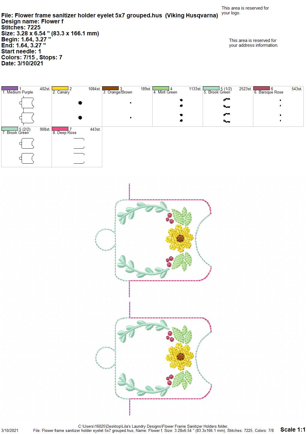Flower Frame Sanitizer Holders - DIGITAL Embroidery DESIGN
