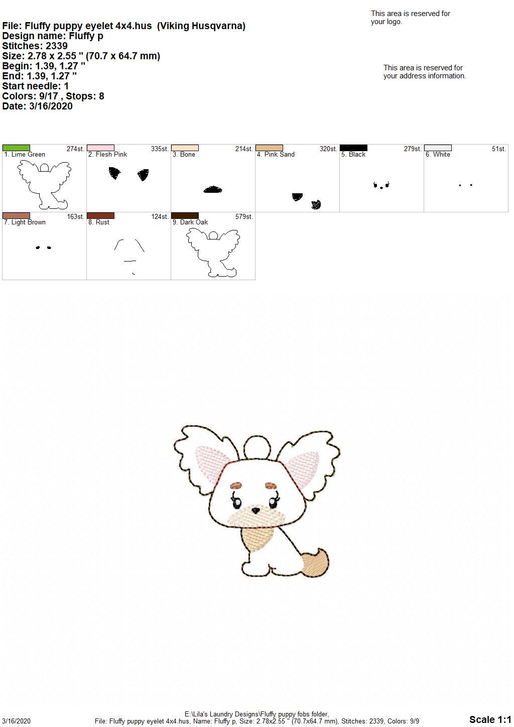 Fluffy Puppy Fobs -  DIGITAL Embroidery DESIGN