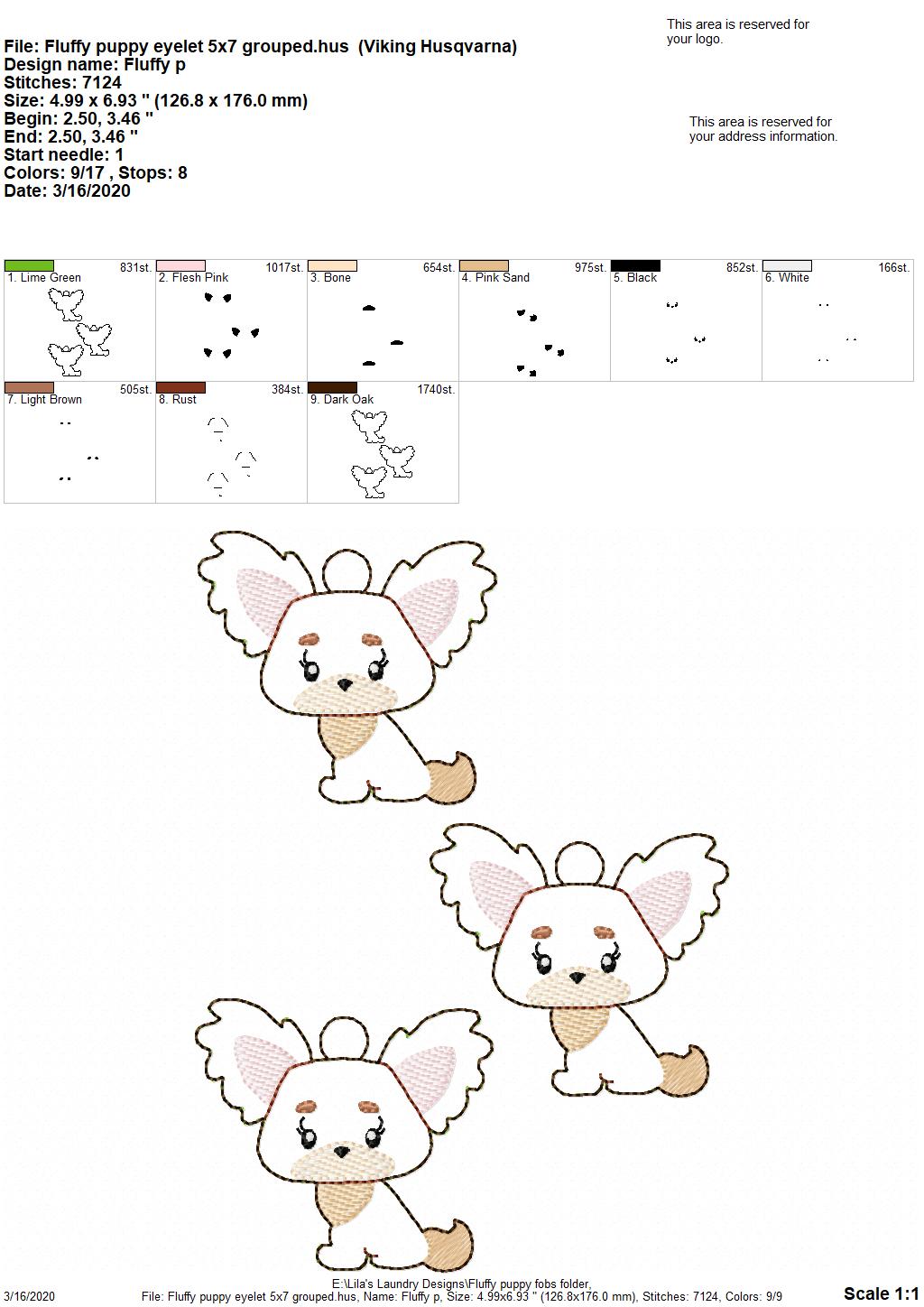 Fluffy Puppy Fobs -  DIGITAL Embroidery DESIGN