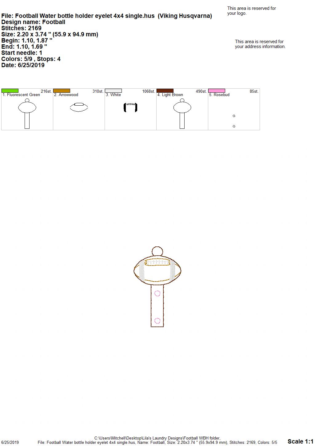 Football Water Bottle Holders - DIGITAL Embroidery DESIGN
