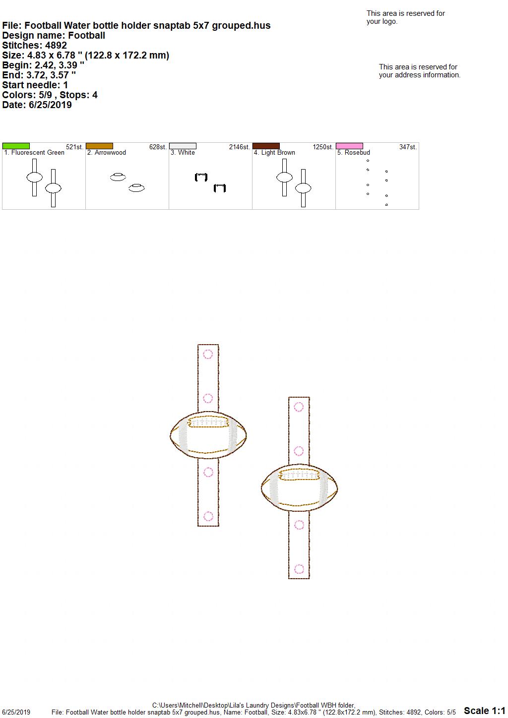 Football Water Bottle Holders - DIGITAL Embroidery DESIGN