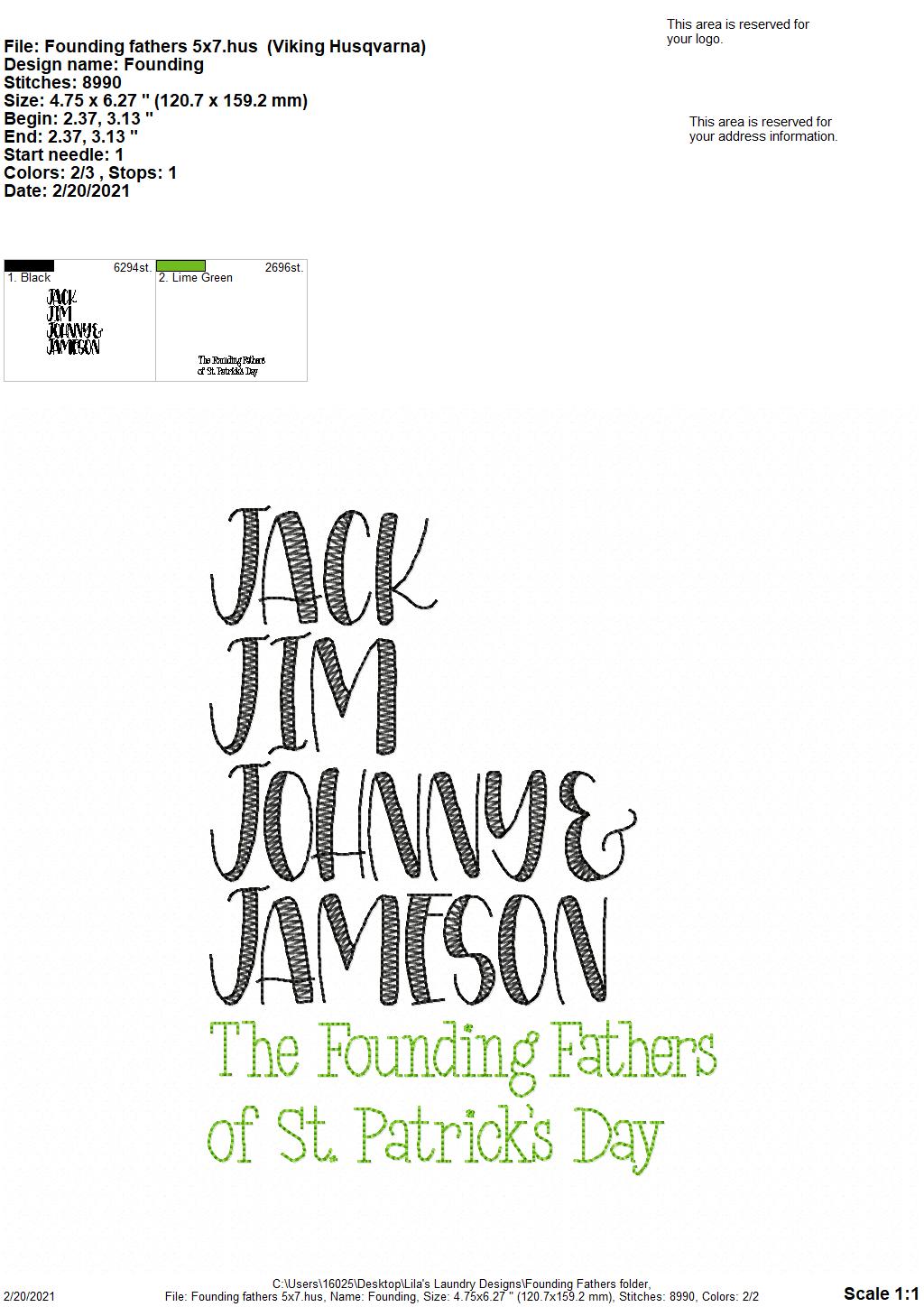 Founding Fathers - 3 sizes- Digital Embroidery Design