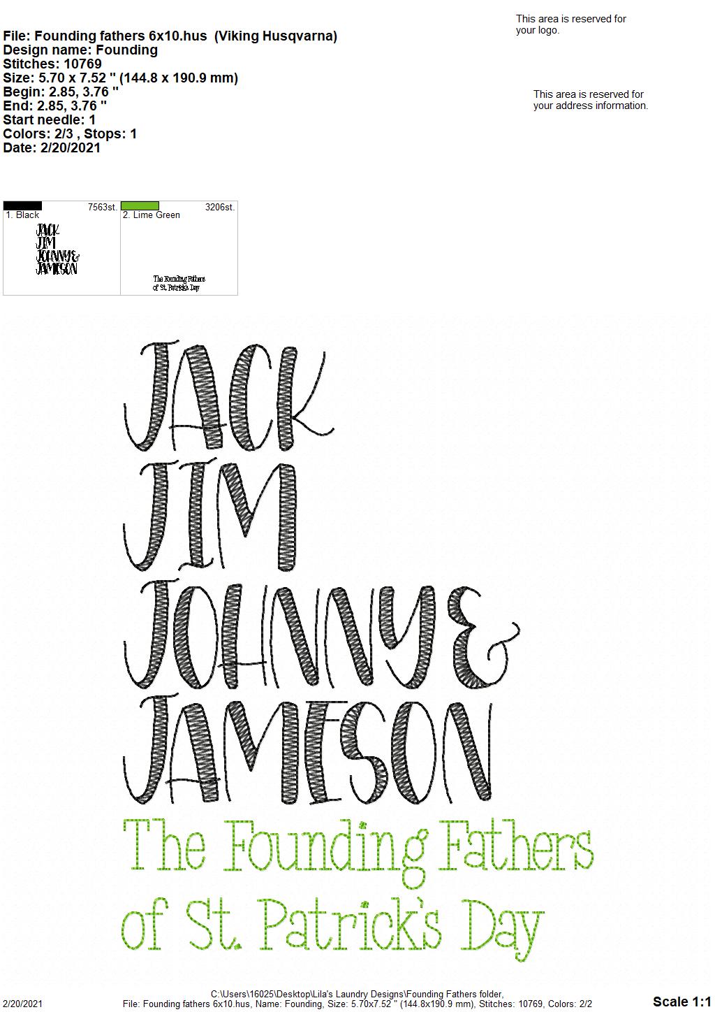 Founding Fathers - 3 sizes- Digital Embroidery Design